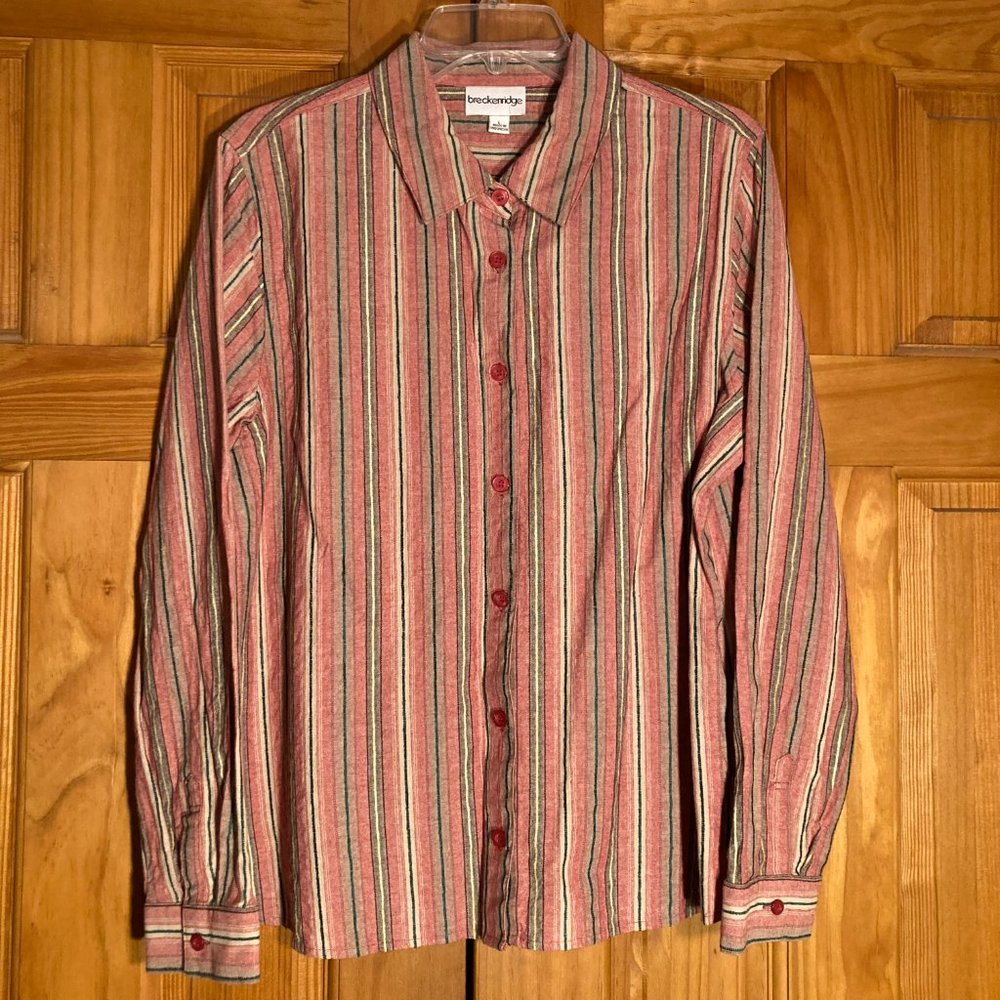 NWOT Breckenridge Vintage 90s Top Long Sleeve Blouse Career Pink Size L Large